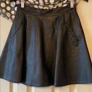Leather flair skirt